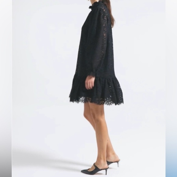 NWT J. Crew black lace ruffle neck dress XL - Picture 2 of 12